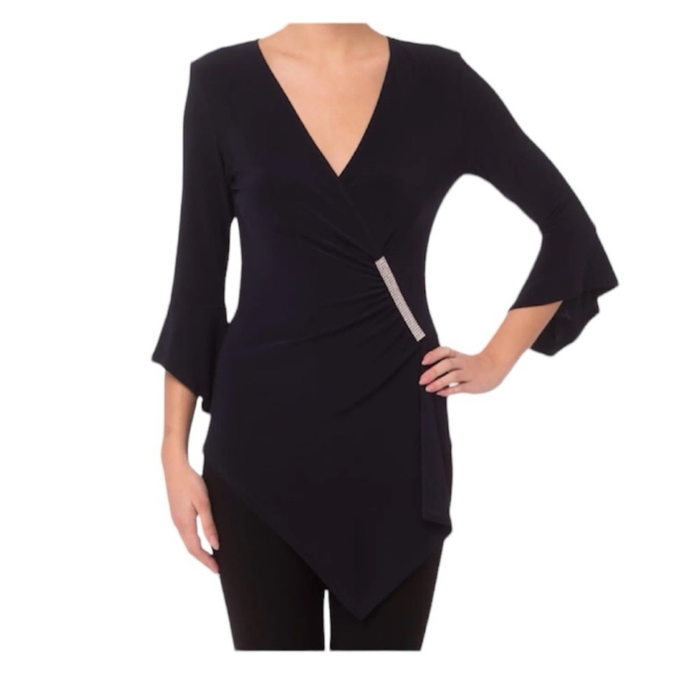 Joseph Ribkoff Black Asymmetrical Wrap Blouse